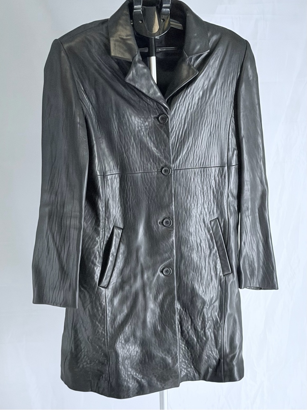 Men North Shore Bull Neck Bubble Textured Grain Genuine Leather Coat Jacket Sz M